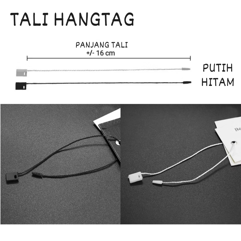 

Tali Hangtag / Tali Hang Tag / Label Baju Tali Hantag Hitam dan Putih isi 50pcs 100pcs premium