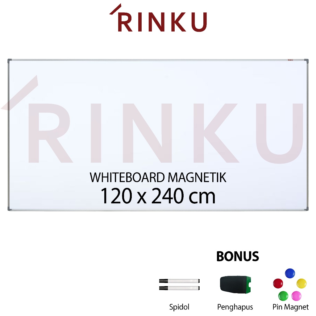 

Papan Tulis Whiteboard Gantung Magnetik Rinku 120x240 cm