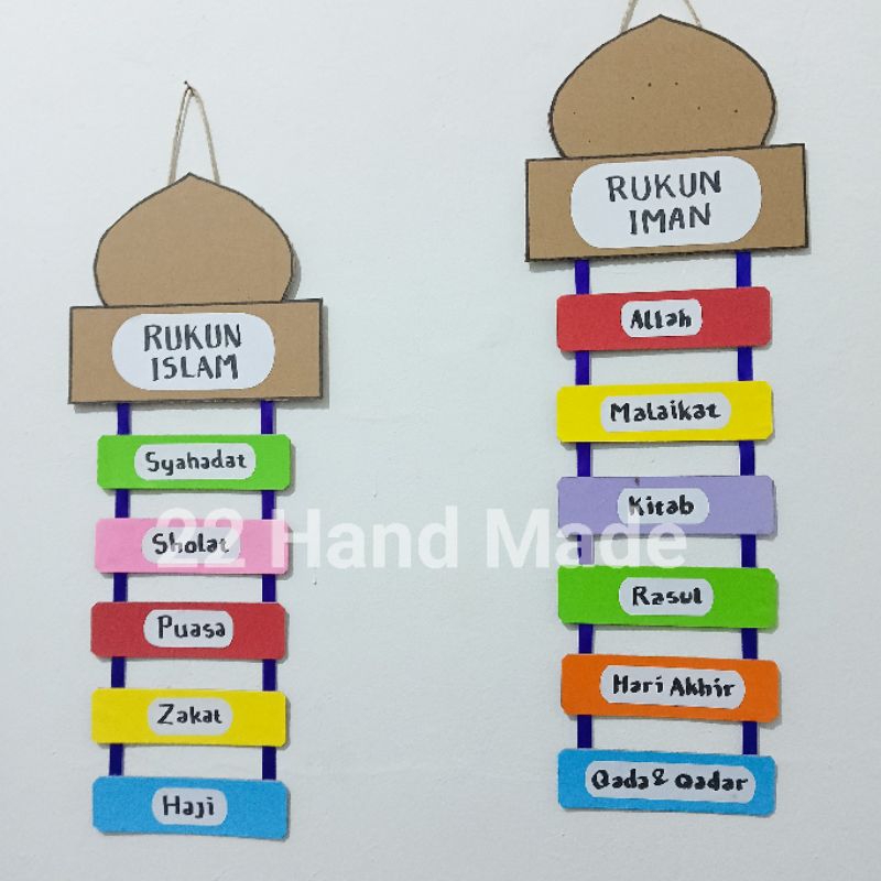 Prakarya/Kerajinan Hiasan dinding Rukun Iman Rukun Islam dari kardus