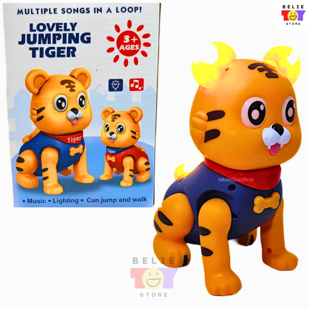 Mainan Anak Harimau Macan Berjalan Lompat Lovely Jumping Tiger Robot Hewan Edukatif