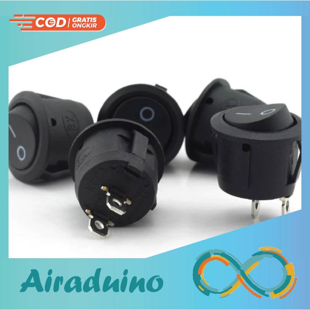 Rocker Switch Bulat Saklar 2 Pin 10A 125VAC / 6A 250VAC 2 kaki