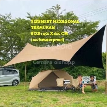 Paketan [ FULL SET ] Flysheet tenda camping 4x6 hexagonal waterproof