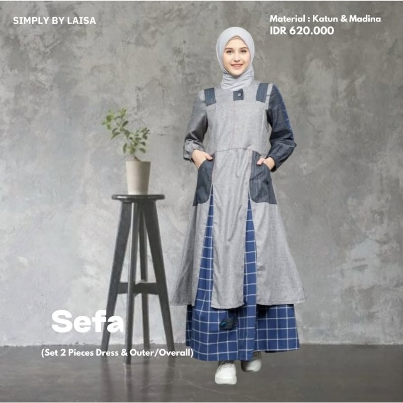 Sefa Set Pakaian Dress & Outer/Overall by laisa