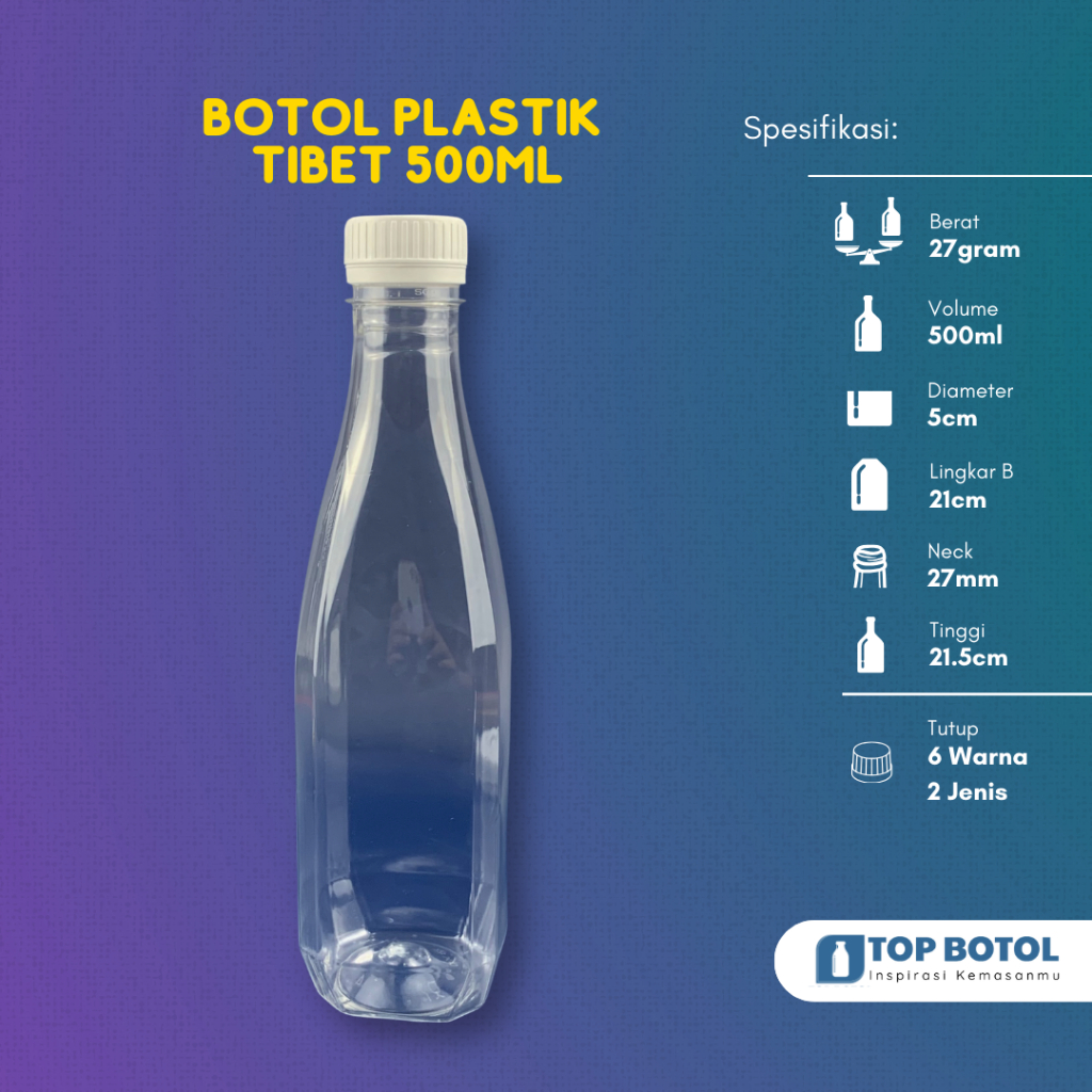 

(Paket Isi 24pcs) Botol plastik 500 ml / Botol Tibet 500 ml Tebal 27gram Long Neck Botol Minum 500ml - Tibet 500ml