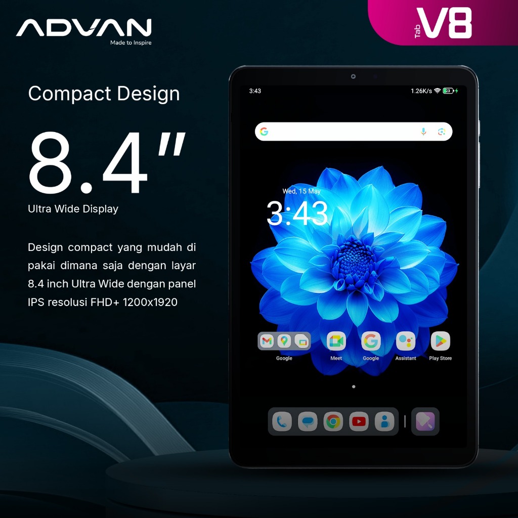 ADVAN Tab V8 Gaming Mediatek Helio G99 (8+8GB/128GB) IPS WUXGA FHD+ 1920*1200 Android 14-1