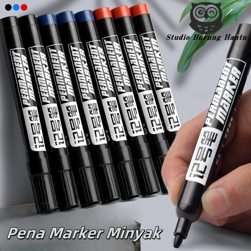 

Spidol Permanent Marker Permanen Tahan Air Alat Tulis Spidol Cepat Kering Tinta Minyak Hitam Biru Merah Tidak Pudar