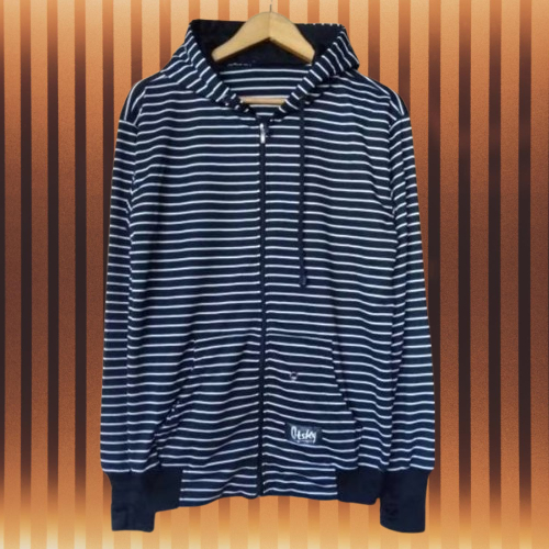 Jaket Sweater Salur Resleting Pria keren Gaya Terlaris