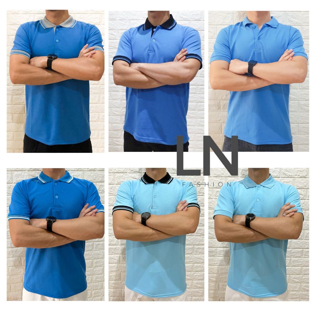 Polo Shirt BIRU / PoloShirt / Kaos Kerah Polos Kombinasi Unisex