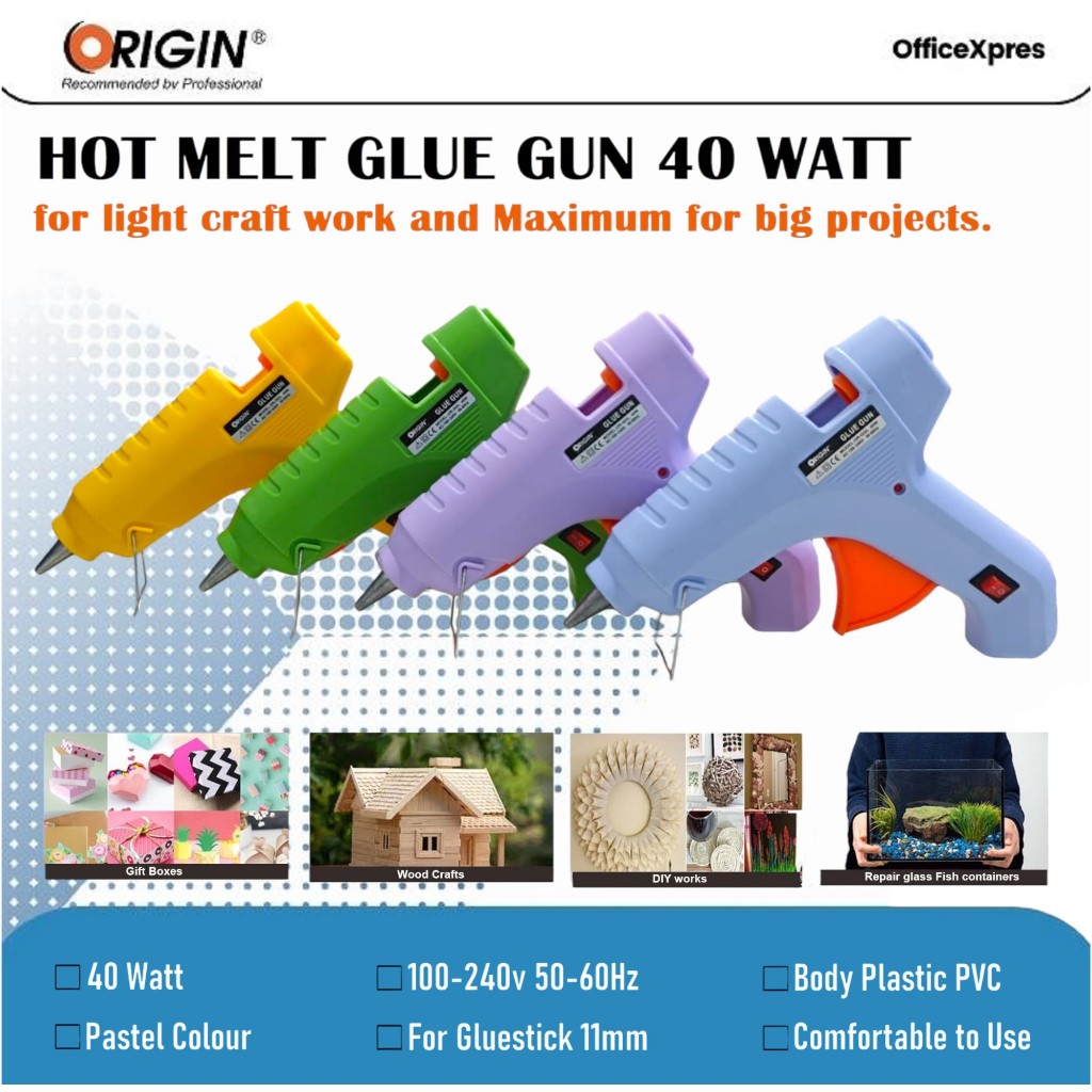 TN17 Hot Melt Glue Gun 40 Watt Patel Colour / Lem Tembak 40 Watt Warna Pastel / Lem Tembak Besar /
