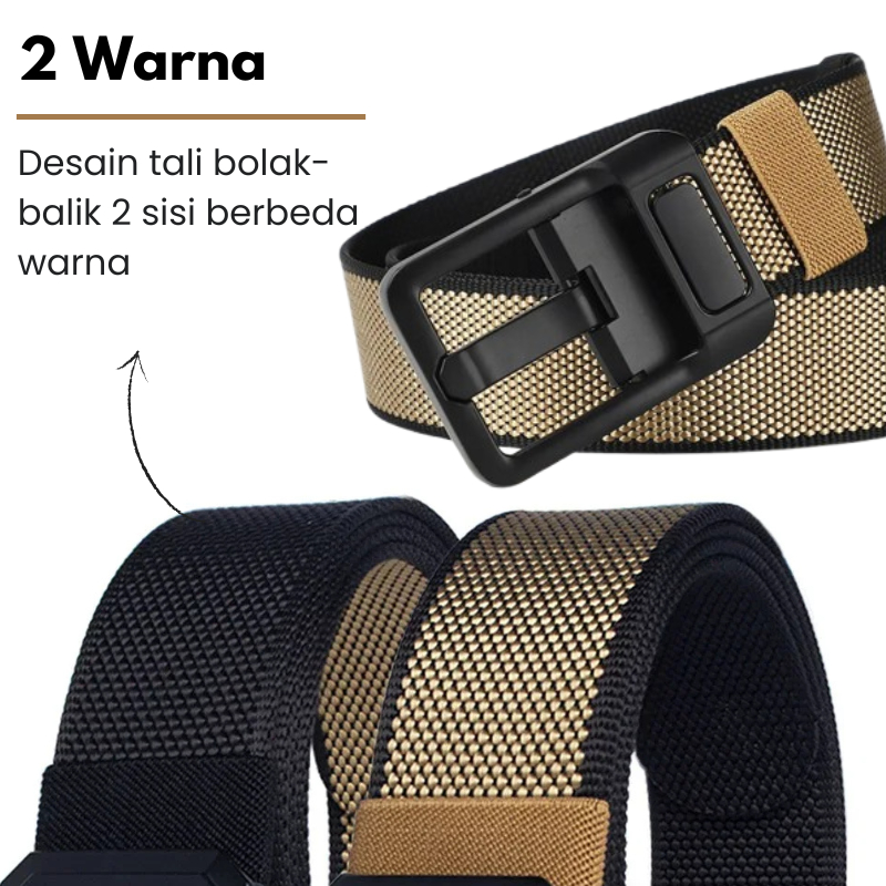 Tali Ikat Pinggang Pria Nilon 2 Warna Model Jarum Bolak Balik Belt Gesper Sabuk Dua Sisi 2 in 1 T27