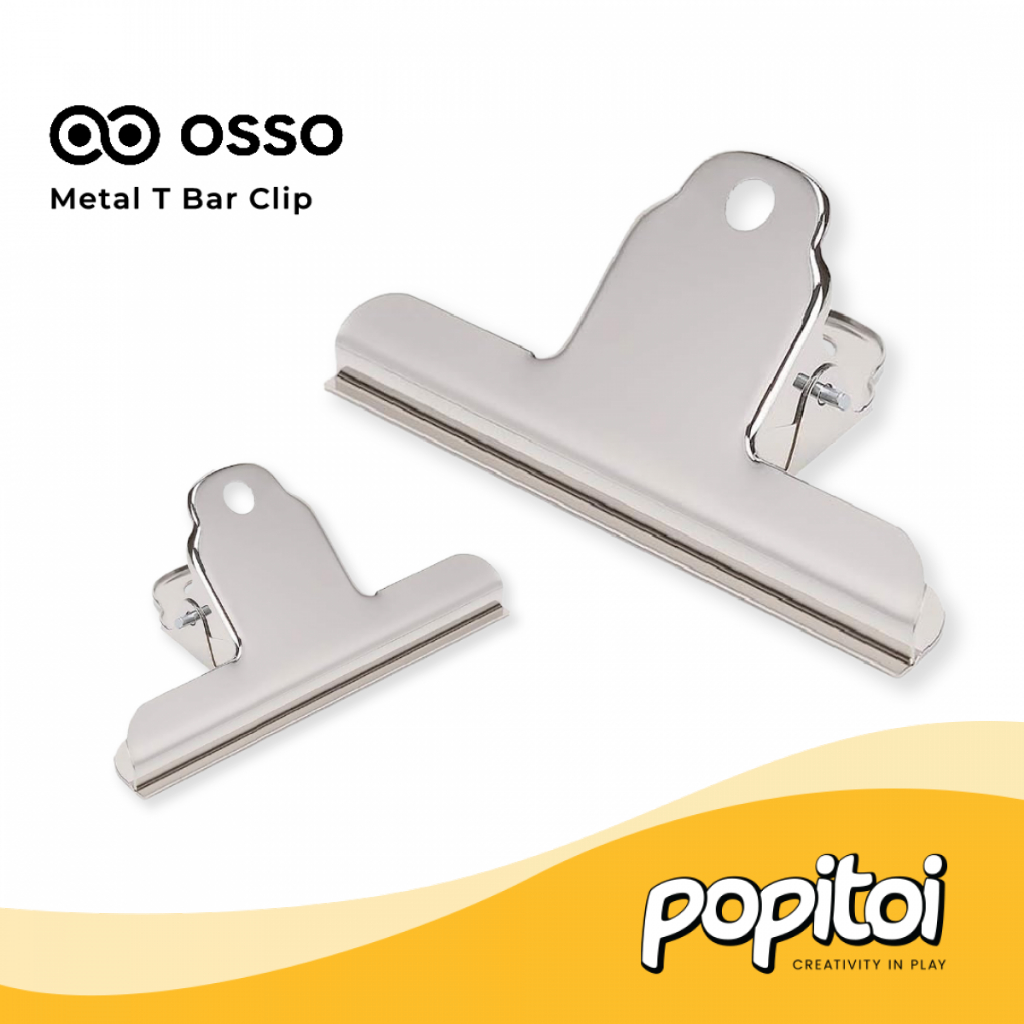 

OSSO Metal T Bar Bulldog Clip Klip Penjepit Kertas Dokumen Silver Document Besi Clampy Penco Hightide