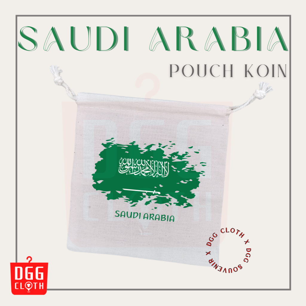 DGGCloth Pouch Koin Souvenir Saudi Arabia Dompet Koin Oleh Oleh Saudi Arabia Bahan Blacu Tali Serut