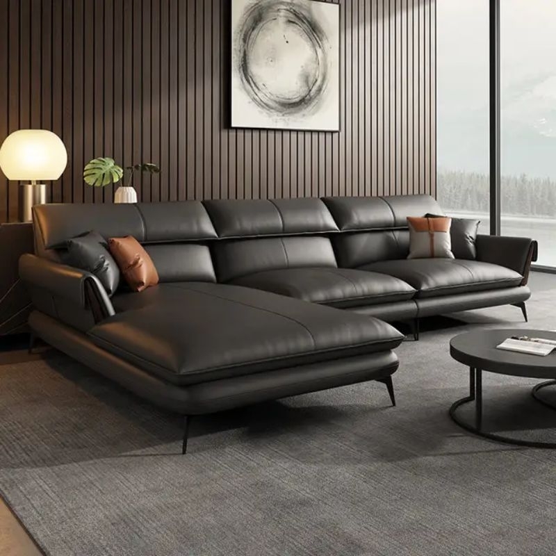Sofa Kulit Leather L Ruang Tamu Minimalis - Sofa 3 Seater