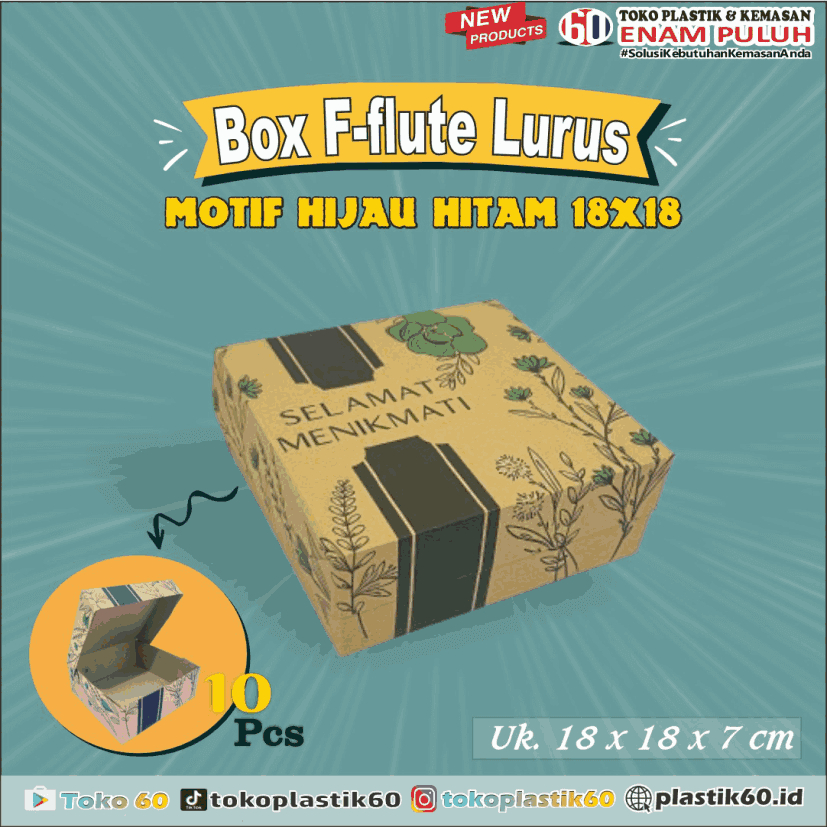 

Box F-Flute Lurus Motif Hijau Hitam 18x18