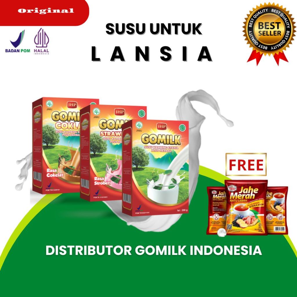 

[BISA COD + GARANSI] [GRATIS JAHE] GOMILK SUSU ETAWA PLUS HERBAL DAUN KELOR Untuk Lansia