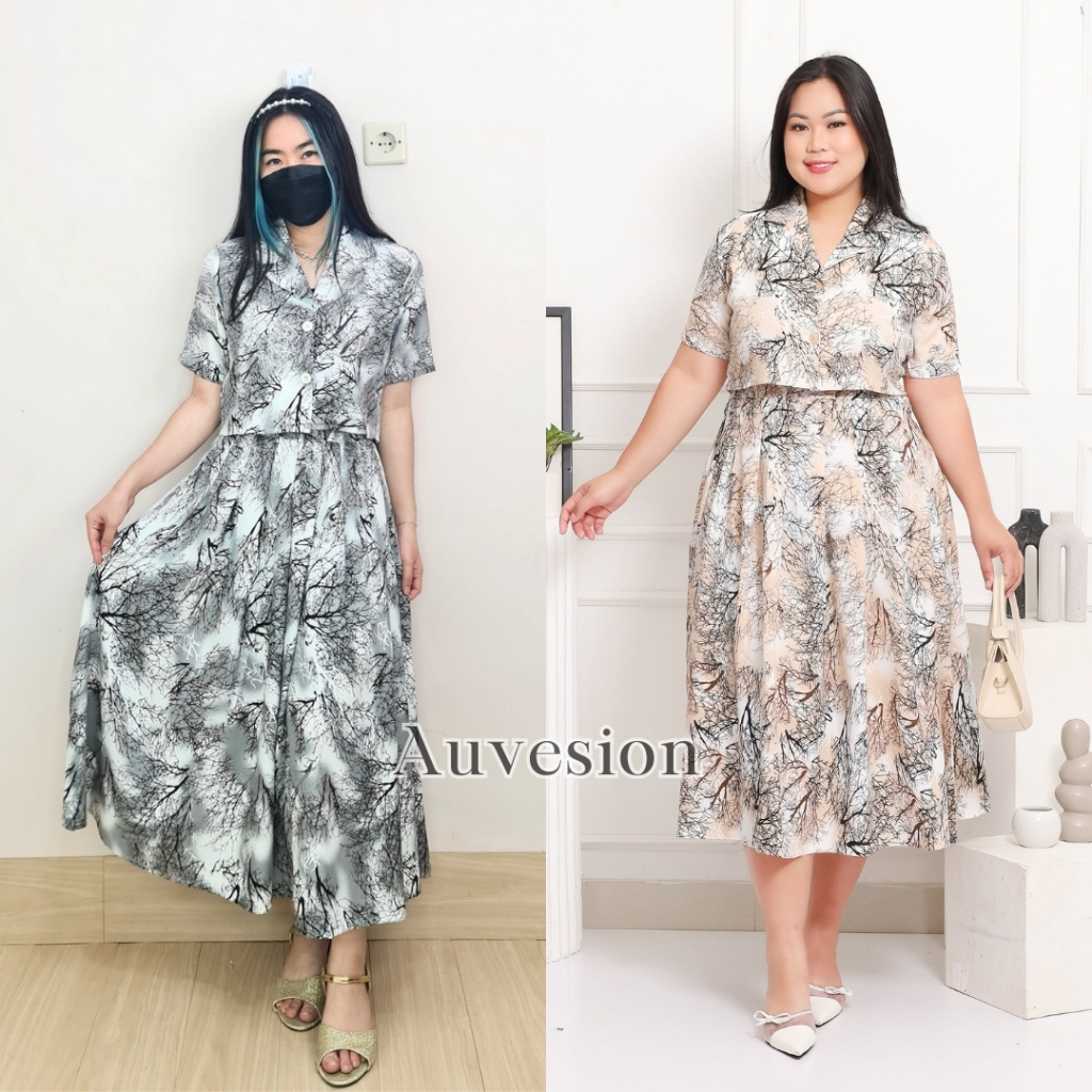 4544 roothie button collar skirt one set rok jumbo bigsize