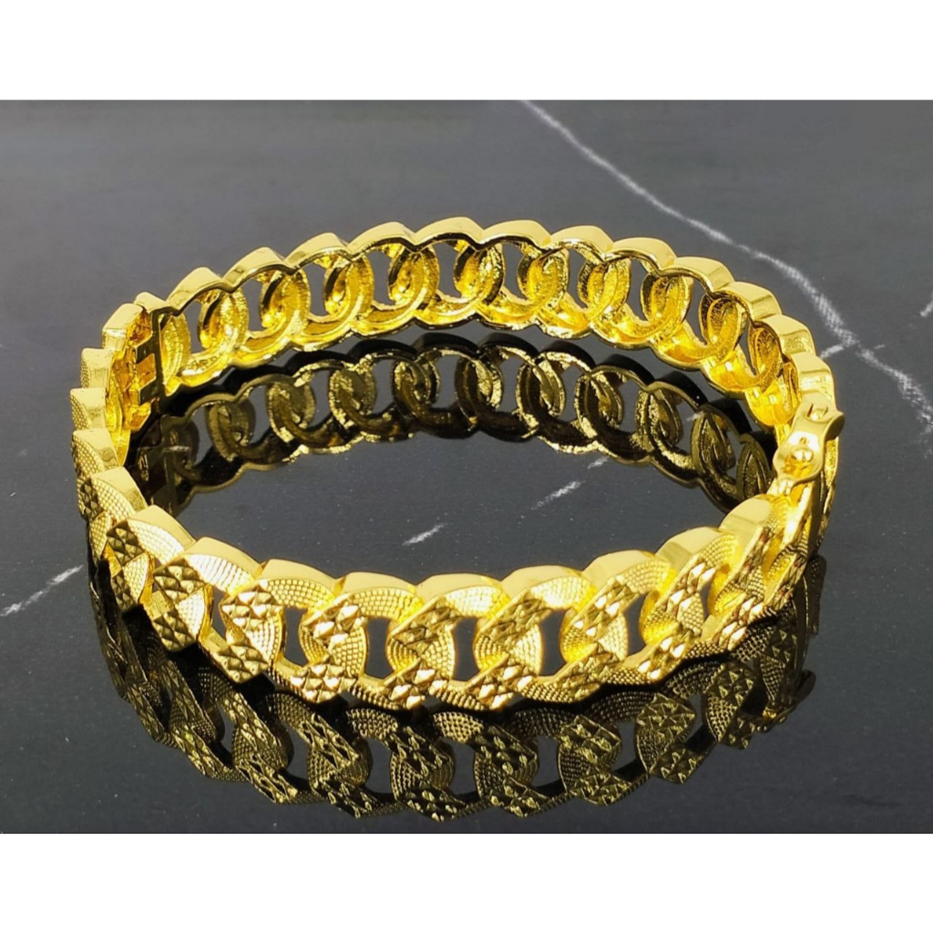 Gelang Sisik Naga Kaku Warna 24Krt Titanium Gelang Tangan Cewek Replika Perhiasan