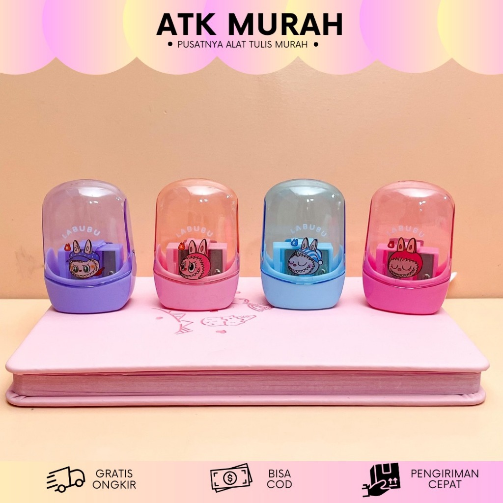 

R-1716 RAUTAN 2 LUBANG LABUBU PENCIL SHARPENER POPMART KARTUN ALAT TULIS LUCU MURAH TERJANGKAU