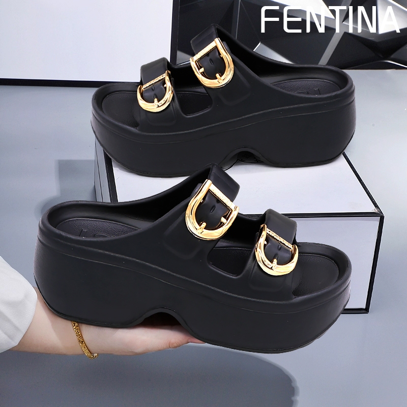 FENTINA Sandal Wanita Kekinian Dewasa Tinggi Sandal Fuji Wanita Wedges Korea Sandal Jelly Wanita