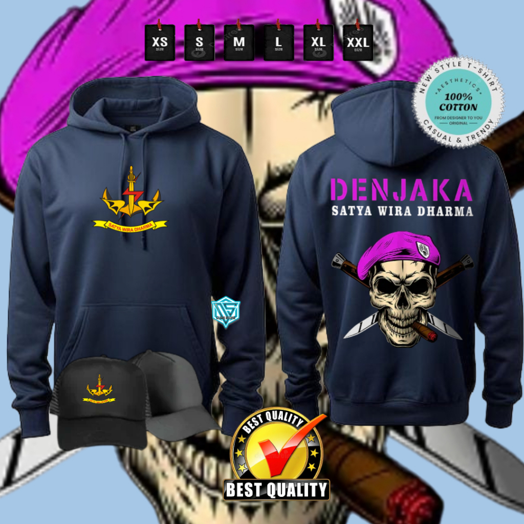 HOODIE JUMPER DENJAKA TNI SATYA WIRA DHARMA CASUAL TRENDY GRATIS TOPI JARING HITAM