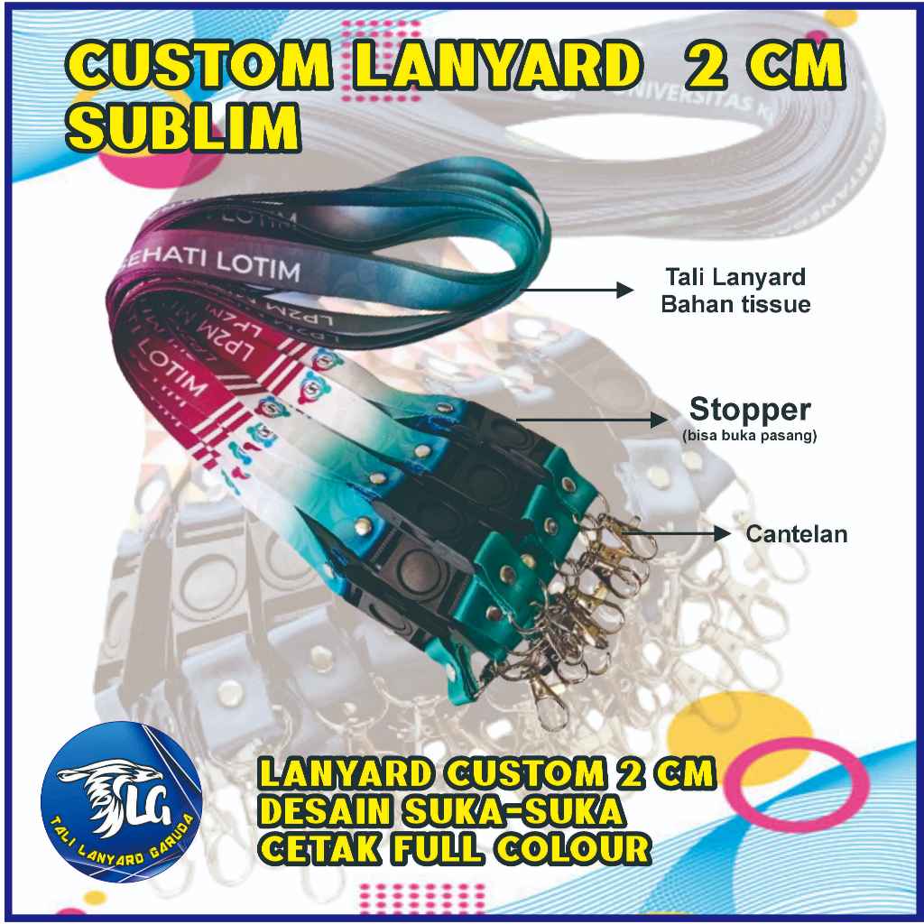 

LANYARD CUSTOM PROSES Satu HARI beres / Tali Lanyard Custom Printing 2 sisi full color / Cetak Tali Lanyard Custom