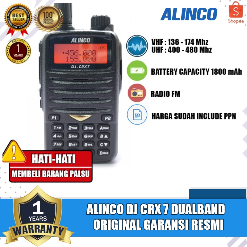 ALINCO Dj Crx7 Crx 7 Crx-7 Dualband HT Alinco Crx7 Radio Fm Original Garansi
