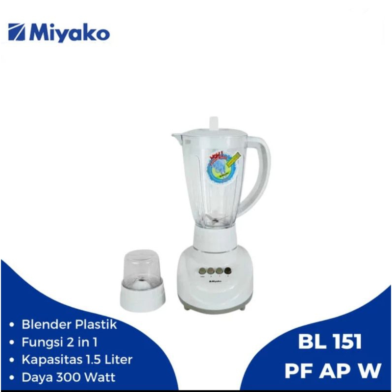Blender Miyako Plastik 2in1 Blender Miyako 151 PF-AP W Blender Plastik Miyako 2 Mangkok