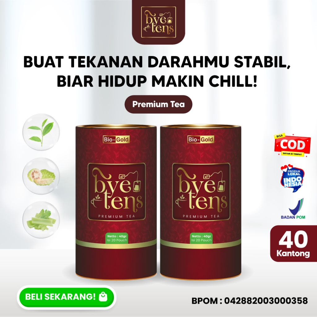 

Bundling 2 ByeTens Bio Gold Premium Tea Teh Herbal untuk Mengontrol Tekanan Darah Tinggi 20 Pouch