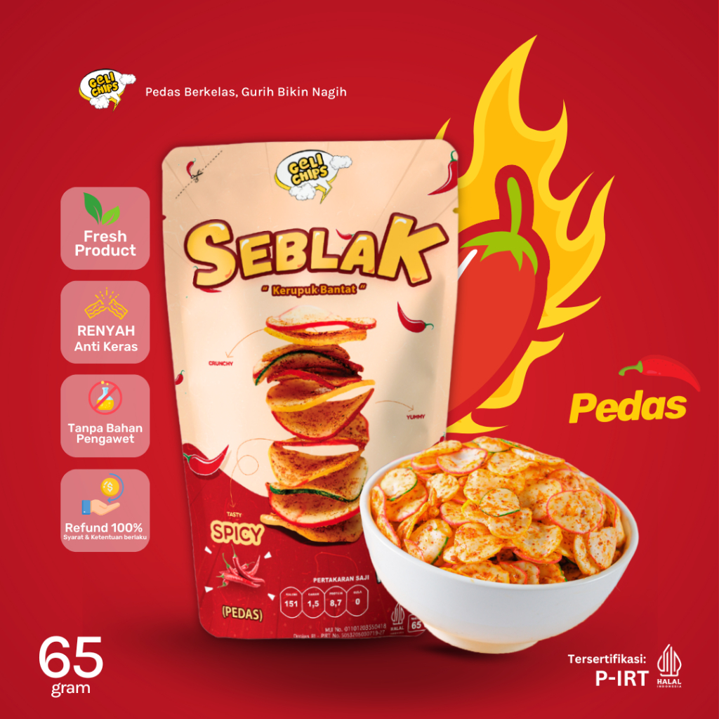 

GELICHIPS - Seblak Kering Pedas Daun Jeruk Gurih Renyah 65gr