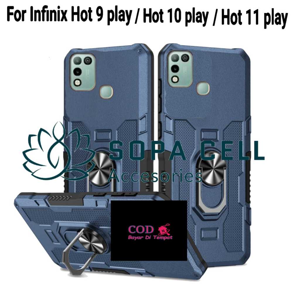 CASING HP UNTUK INFINIX HOT 9 PLAY / 10 PLAY / 11 PLAY CASE ROBOT HIT EYE RING CASING STANDING NEW C