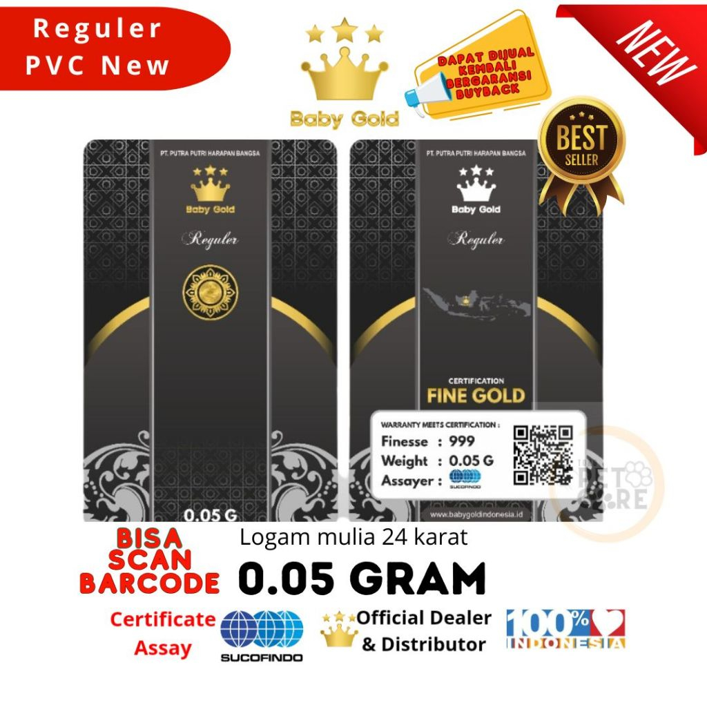 BABY GOLD PVC 0.05 GRAM EMAS MINI LOGAM MULIA