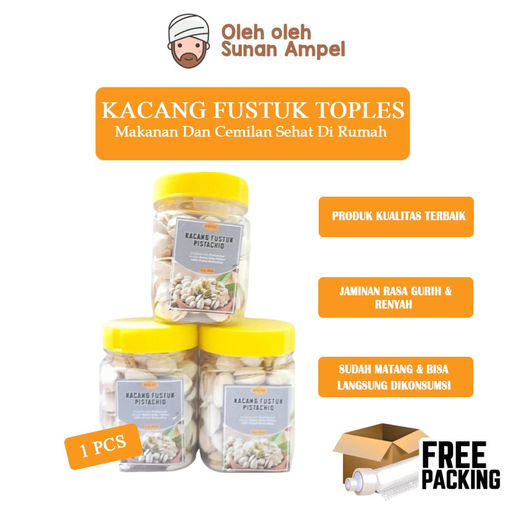 

Kacang Fustuk Toples 100 Gr Kacang Ketawa Asli Timur Tengah Gurih rasanya yang enak segudang manfaa