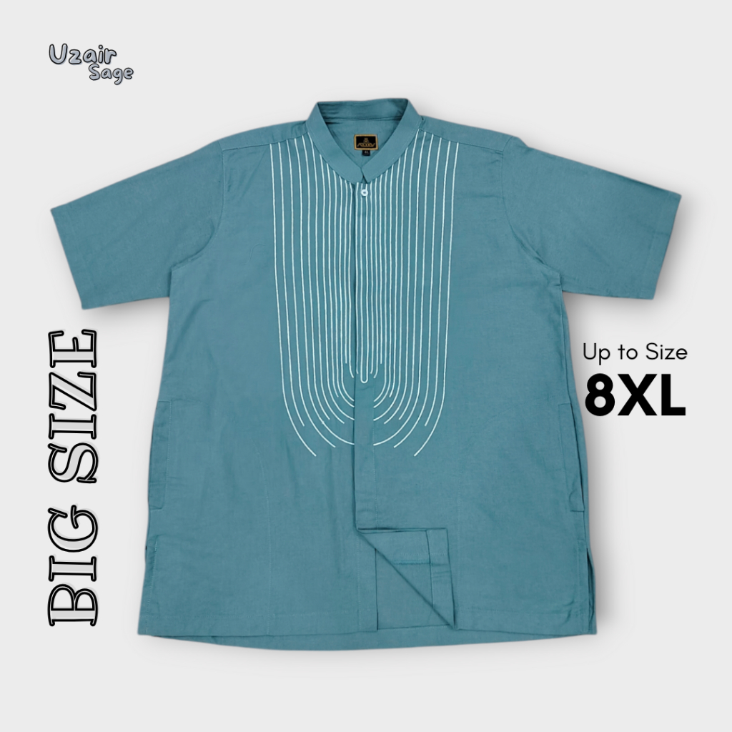 Baju Koko Jumbo 2XL 3XL 4XL 5XL 6XL 7XL 8XL Lengan Pendek Bahan Premium Koko BIG SIZE Bordir | Uzair