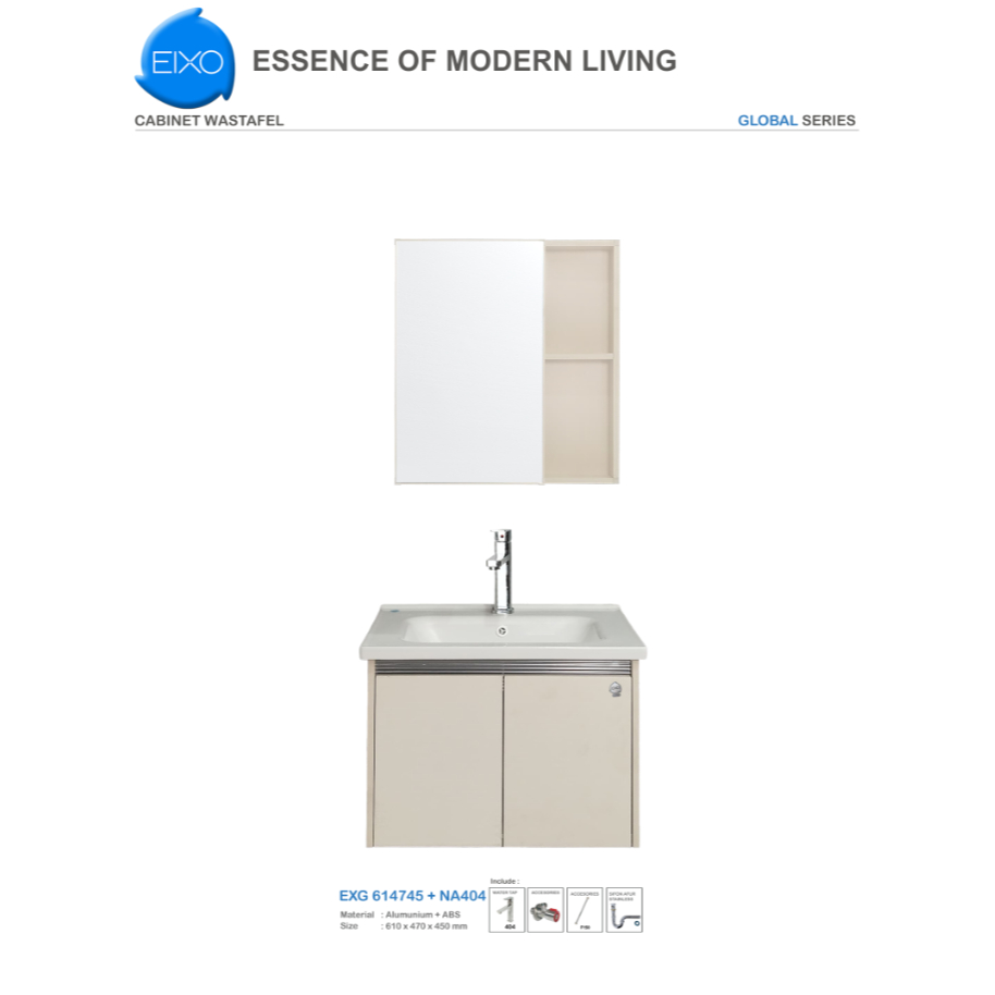 EIXO GLOBAL Wastafel Kabinet Cuci Tangan Set EXG 614745