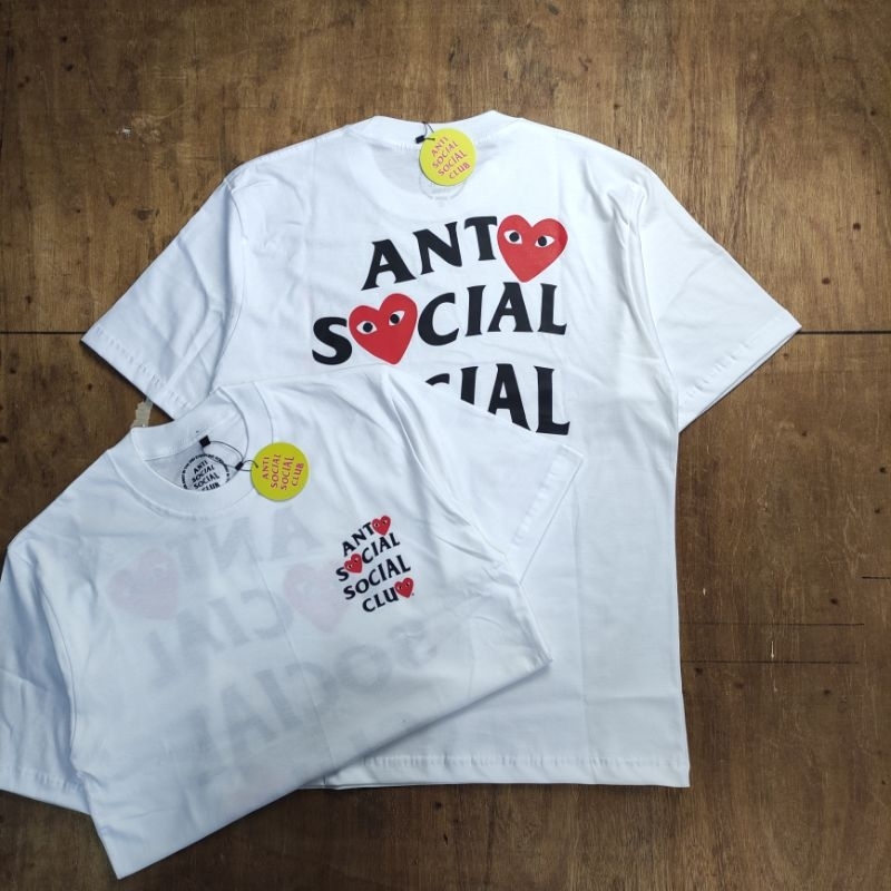 KAOS OVERSIZE CDG COME DES GARCONS COLABORATION X AASC ANTI S0CIAL SOCIAL CLUB PRINTED WHITE TEES BE