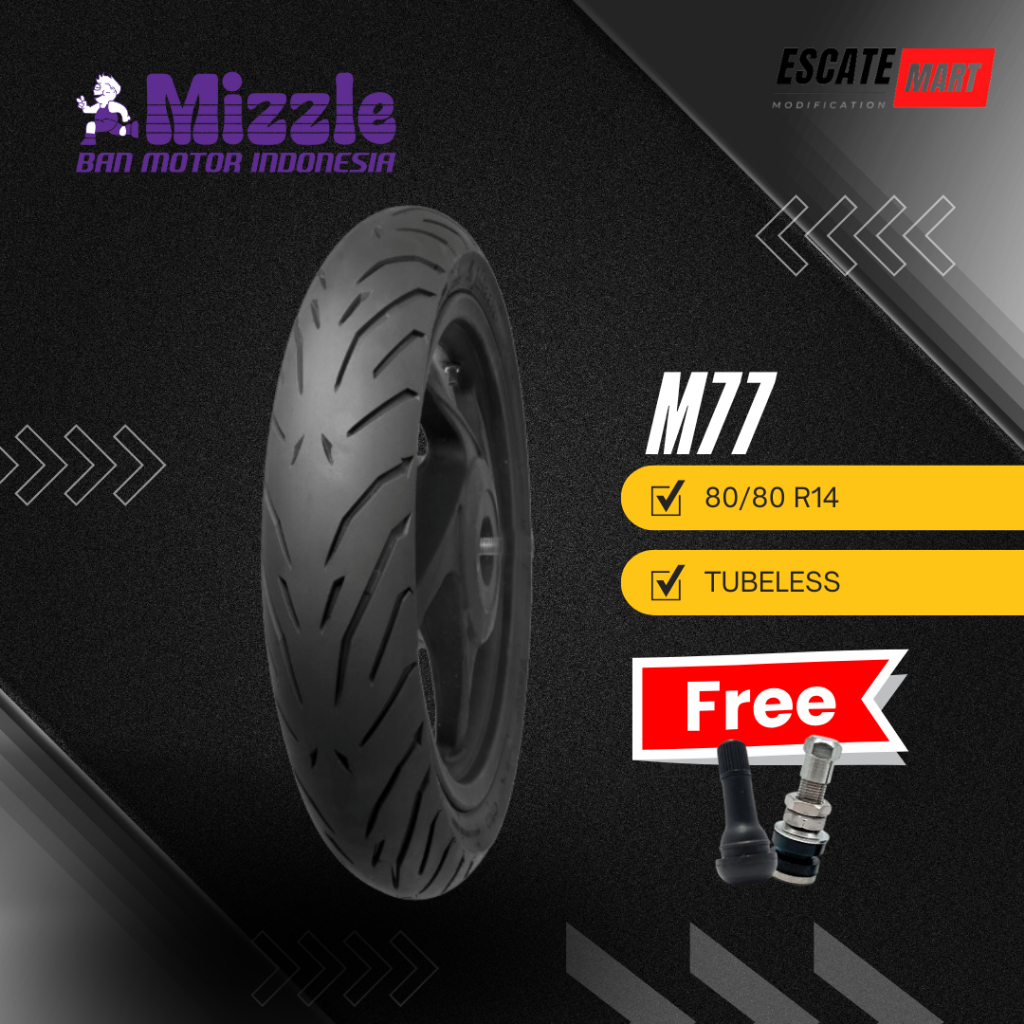 MIZZLE M77 80/80-14 Tubeless - Ban Motor Mizzle M77 80/80 Ring 14 Tubeless