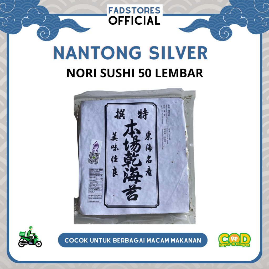 

Sushi Nori Nantong Silver 50 Lembar - Nantong Rumput Laut 1 Pack (50s) - Manjun Seaweed - Nori Sushi Halal
