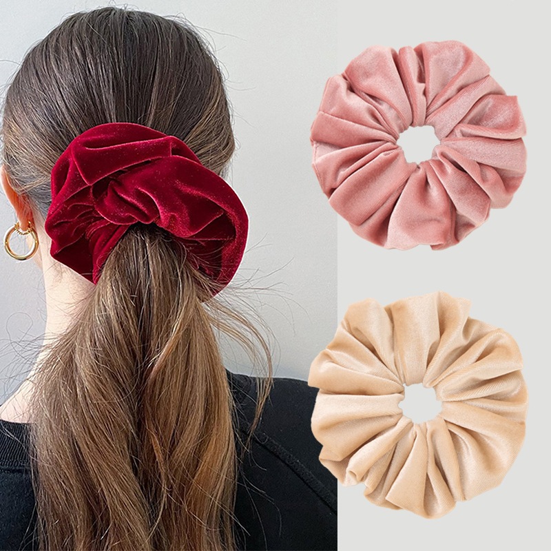 Ikat Scrunchie Bludru Premium Besar Kunciran Rambut Wanita Korea Jepol Hijab Scrunchy Jumbo