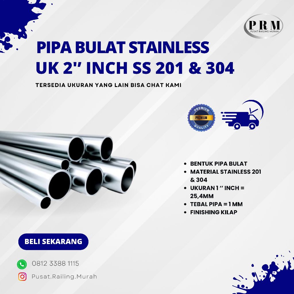 PIPA BULAT STAINLESS 2'' INCH 201 & 304 KILAP