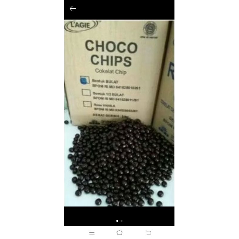 Chocochip / Coklat Chip Lagie Bulat dan 1/2 bulat ( gepeng) eceran 100gr