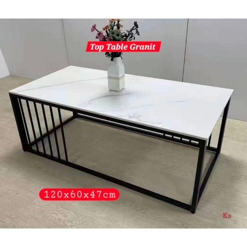 Meja Tamu Granit 120cm Meja Kopi Coffee table meja teras meja etalase meja Granit