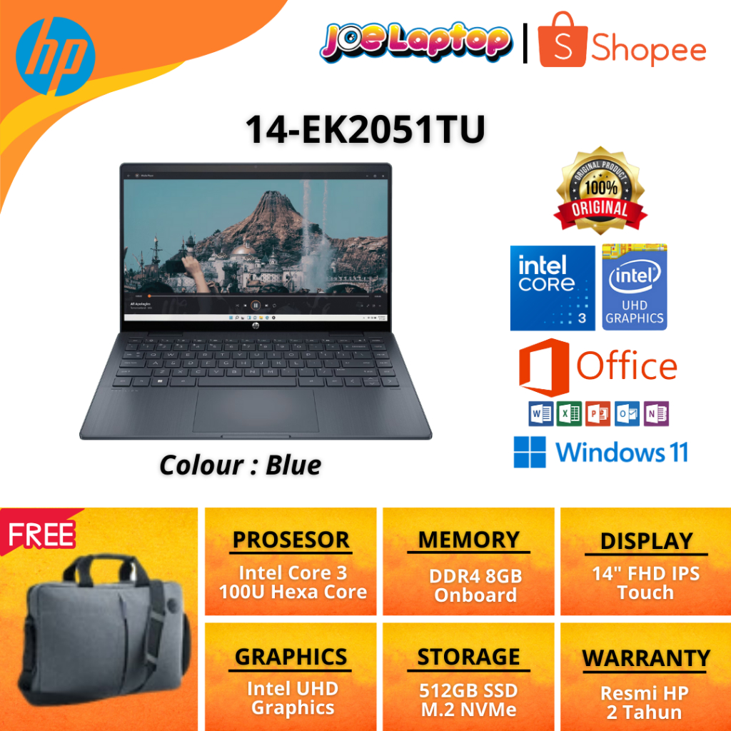 HP Pavilion x360 Convert 14-EK2051TU Blue Core 3 100U Win11 OHS