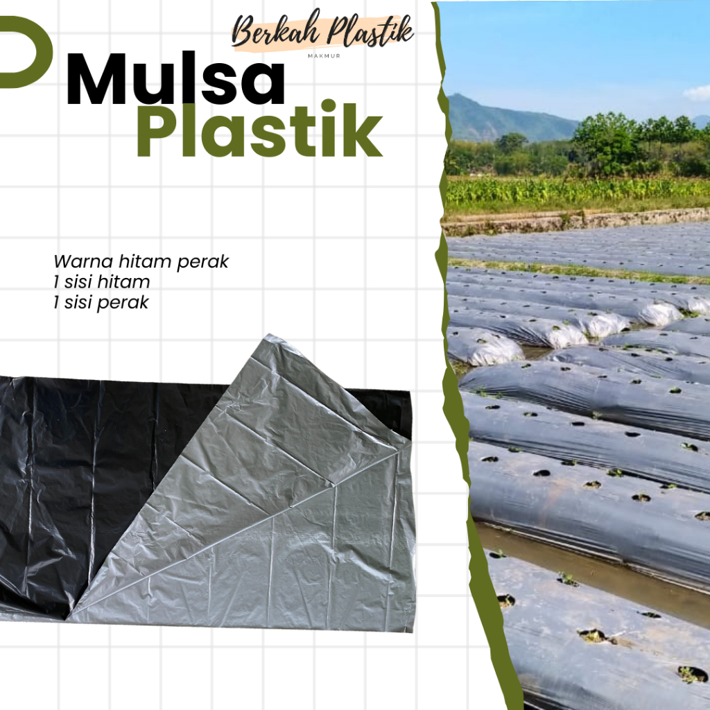 _Adudushop Mulsa Plastik Hitam Perak Panjang 40 Meter Ukuran 120 Cm 100 Cm 80 Cm
