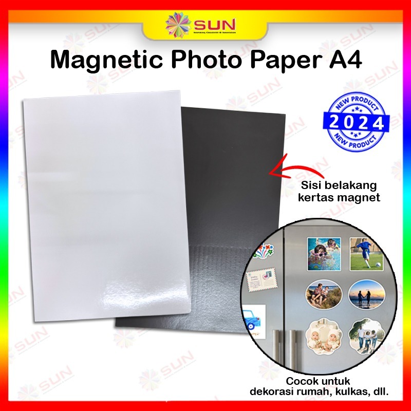 

SUN Printable Magnetic Sheet Photo Paper Ukuran A4 (Polos atau Tanpa Stiker) Kertas Foto Magnet Support Tinta Dye, Pigment, Dura ultra