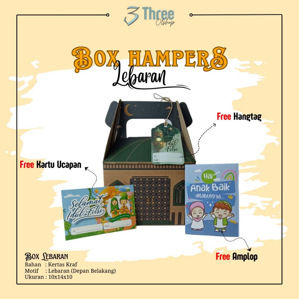 

-[] Kotak Hampers Lebaran Idul Fitri Kekinian Free Kartu Ucapan, Hangtag dan Amplop