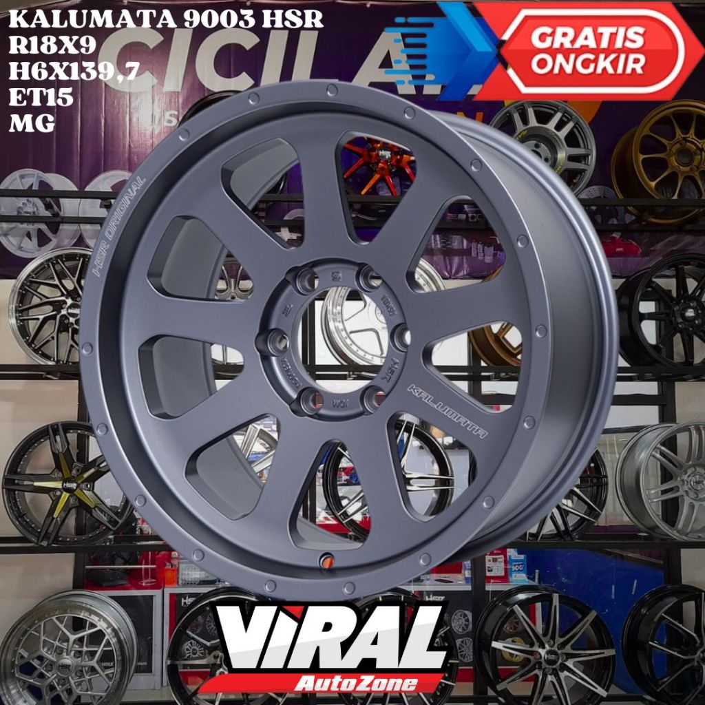 Velg Mobil Ring 18 HSR KALUMATA R18 LEBAR 9 LOBANG BAUT 6 ET15 GREY