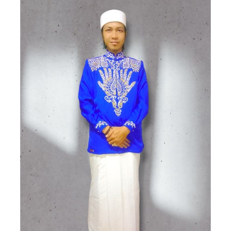 Koko ELBANI Bordir Aamiin Koko muslim dewasa full bordir depan belakang baju Koko muslim pria dewasa