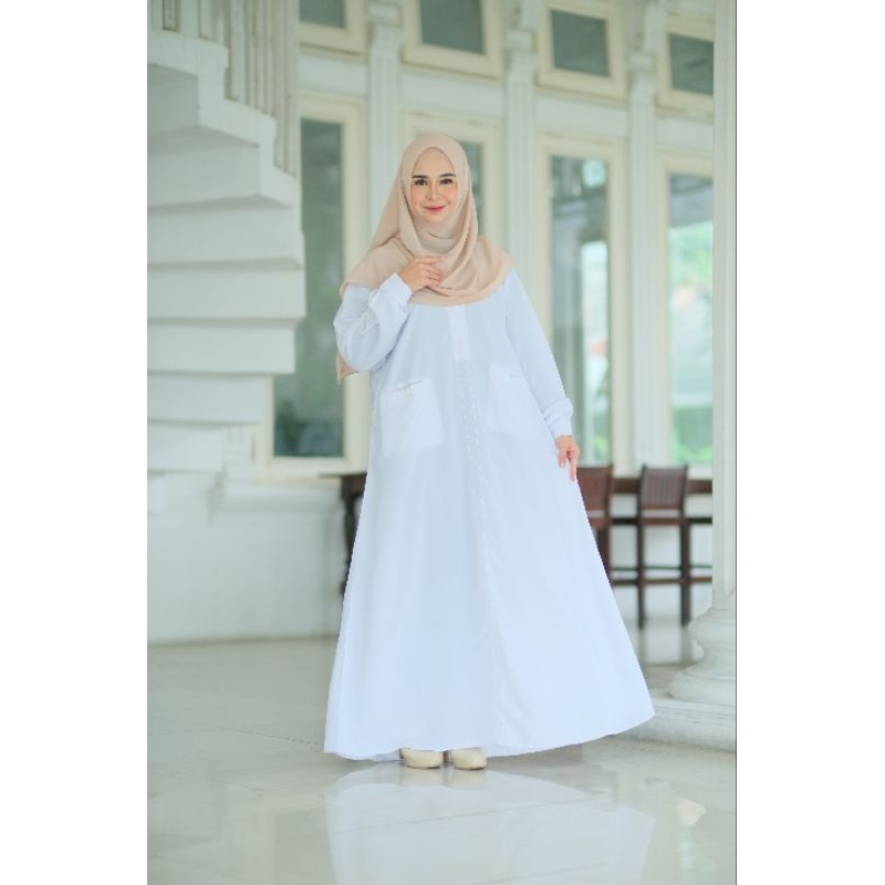 arina dress putih gamis wolfis premium