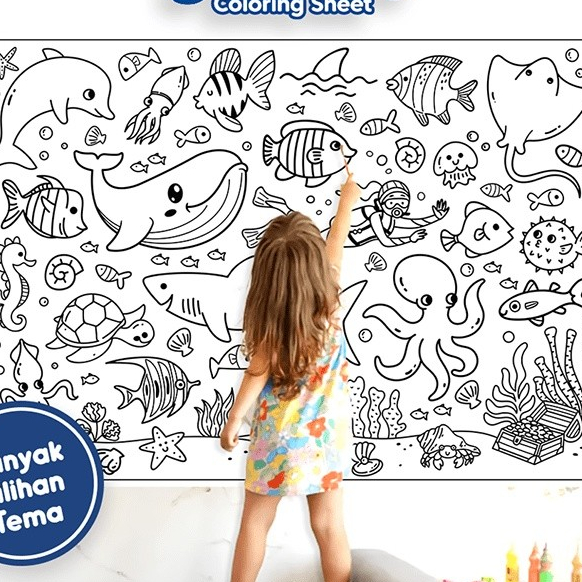 STICKER ROL Jumbo Coloring Sheet / Doodle Raksasa A0 / Giant Coloring Poster / Mainan Anak Kertas Me