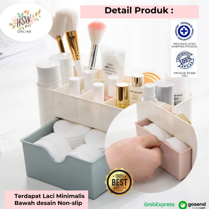 Rak Kosmetik Make Up Plastik Laci Tempat Penyimpanan Organizer 6 Sekat Serbaguna Alat Perlengkapan M